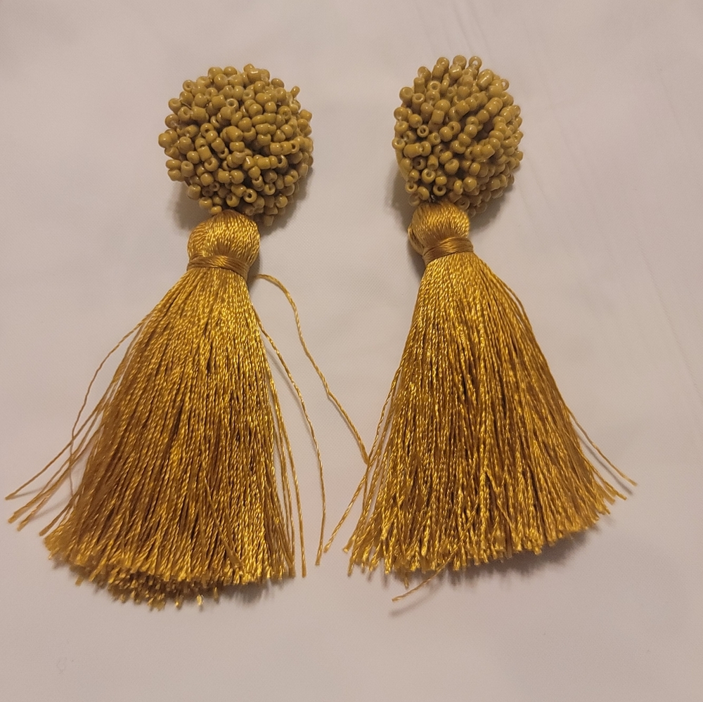 Tassel Earrings Mustard Color
